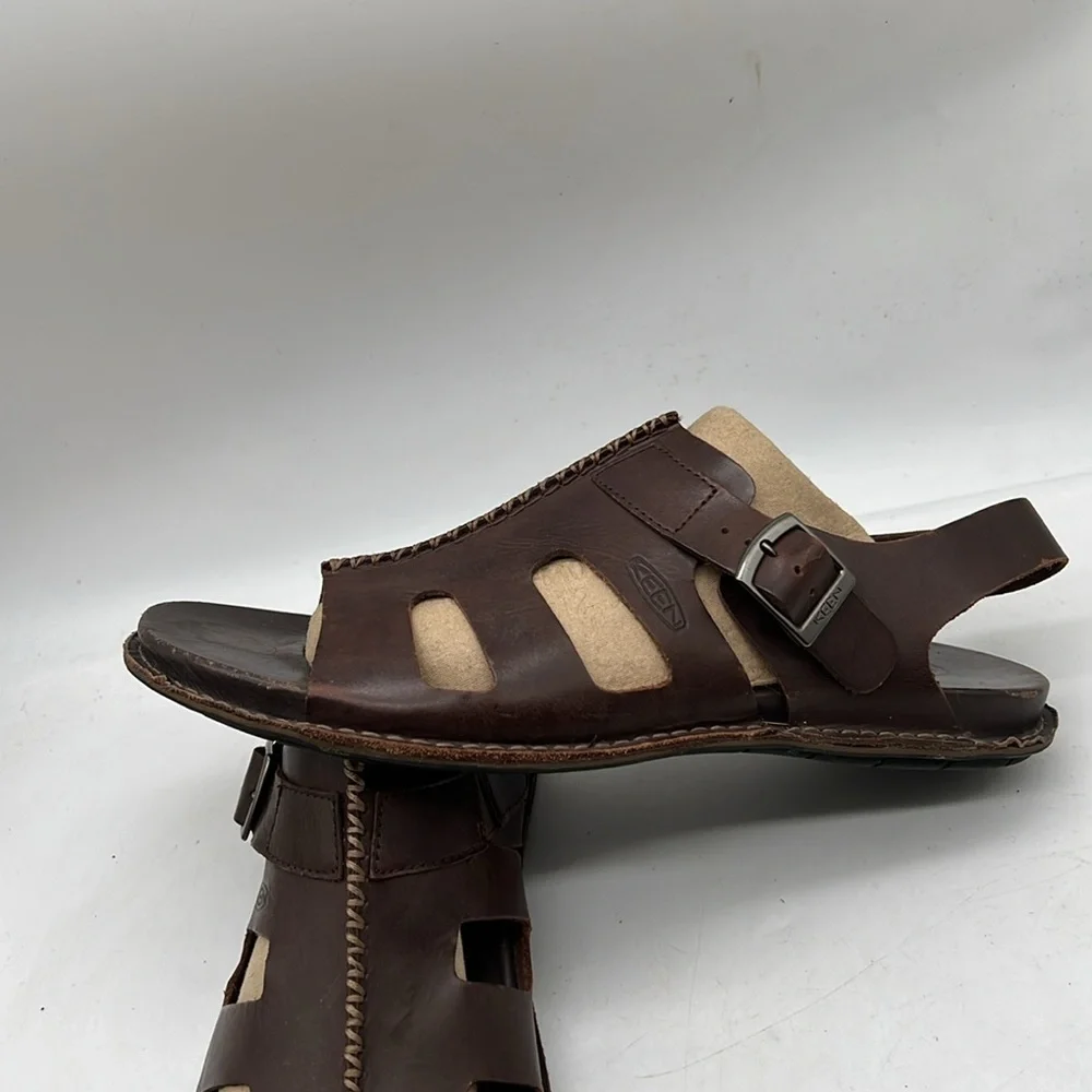 KEEN Alman Dark Brown Leather Buckle Strap Sandals 1010315 Mens 11.5 - Picture 3 of 9